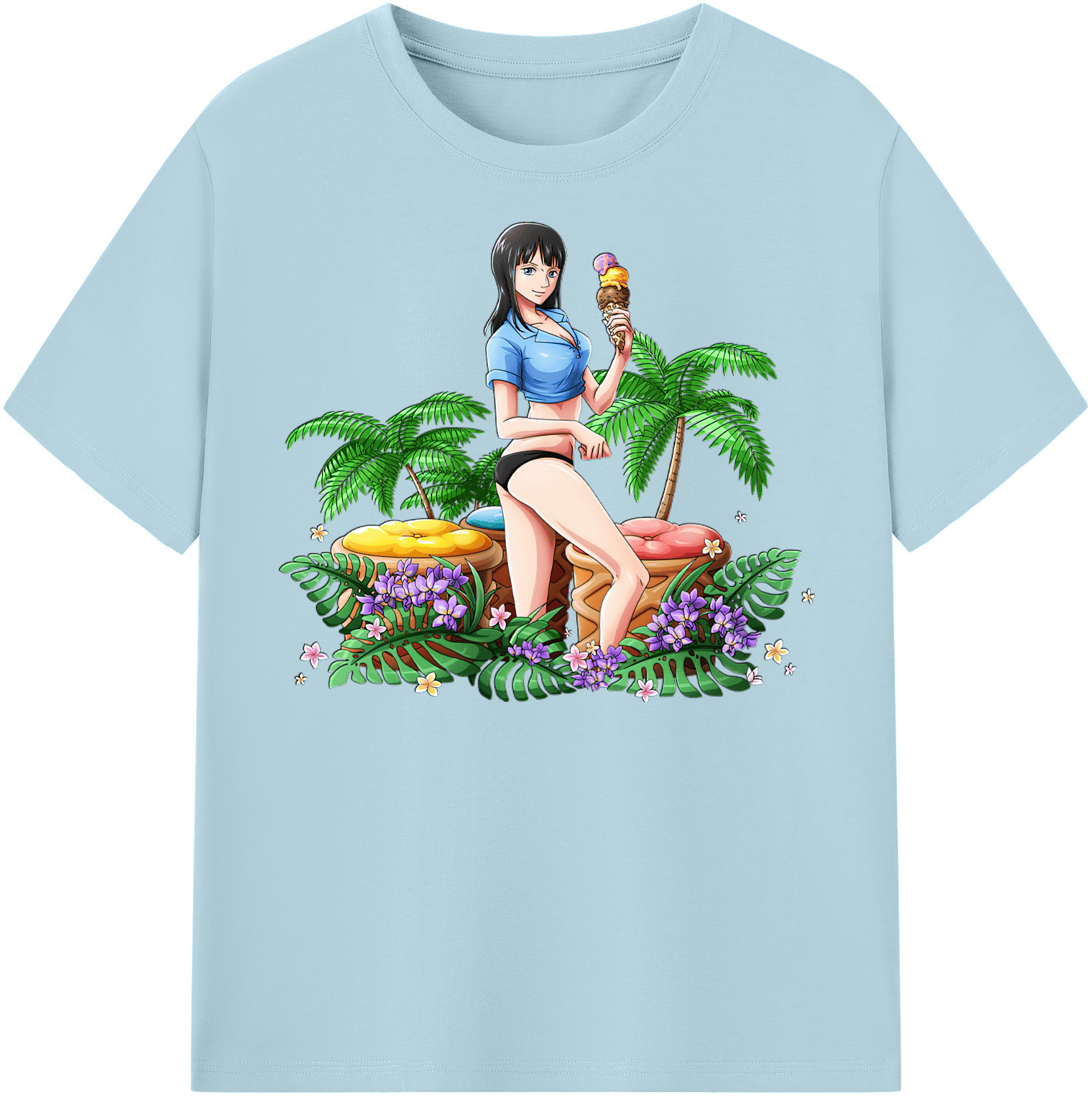 ワンピース ニコ・ロビン ONE PIECE Nico Robin 綿100％半袖Tシャツ（フロントプリント）